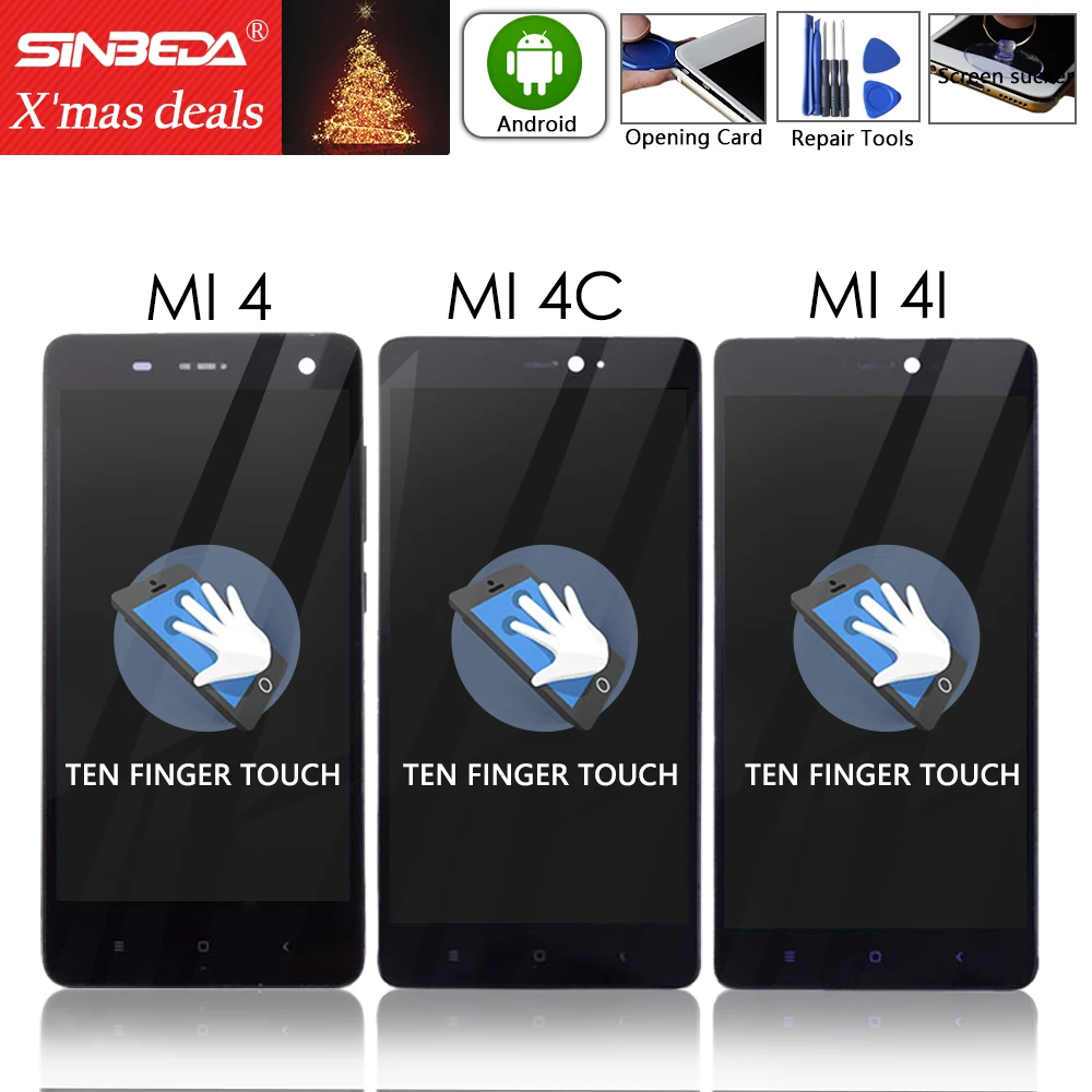 Sinbeda IPS с рамкой для Xiaomi Mi 4/4i/4C ЖК-дисплей сенсорный экран дигитайзер Замена XIAOMI 4 4i