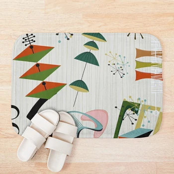 

Retro -Era Atomic Inspired Bath Mat 3d Pattern Print Bath Mats Anti Slip Soft Washable Bathroom Mat