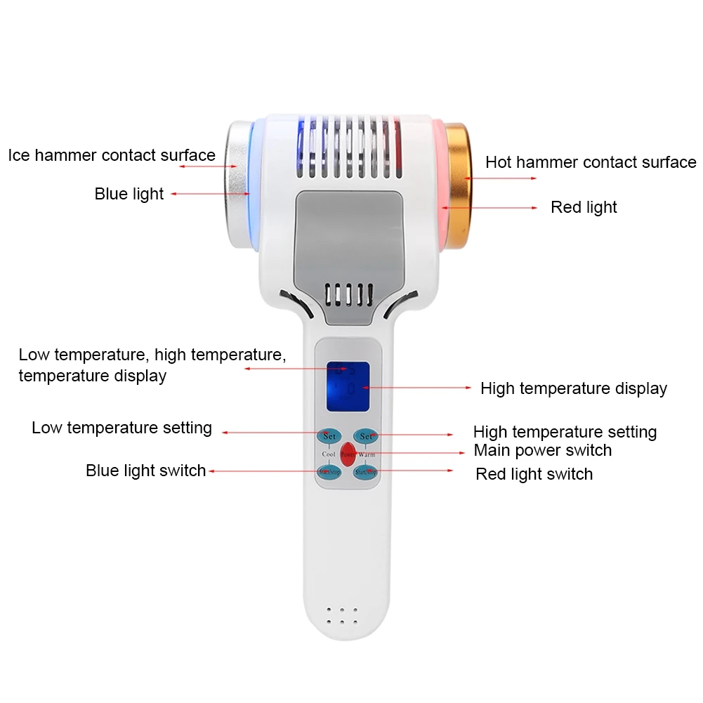 Горяче-холодный молоточек инструмент для терапии омоложения кожи устройство для косметического массажа светодиодный свет фотон для лица Массажер забота о коже