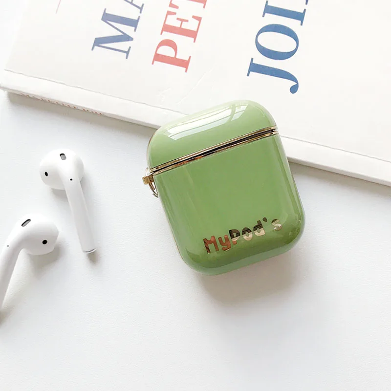 Green EKONEDA роскошный однотонный защитный чехол с покрытием для Airpods 1 2 Силиконовый чехол Мягкая задняя крышка для Airpods чехол - Цвет: Green