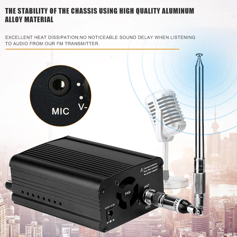 Retekess TR509 Wireless FM Broadcast Transmitter Stereo Radio Station Campus Amplifier AUX Input For Drive-in Church CinemasRetekess TR509 portable FM Transmitter broadcasting stereo remote transmitter Support AUX/MIC Input For Theater Radio station bluetooth microphone