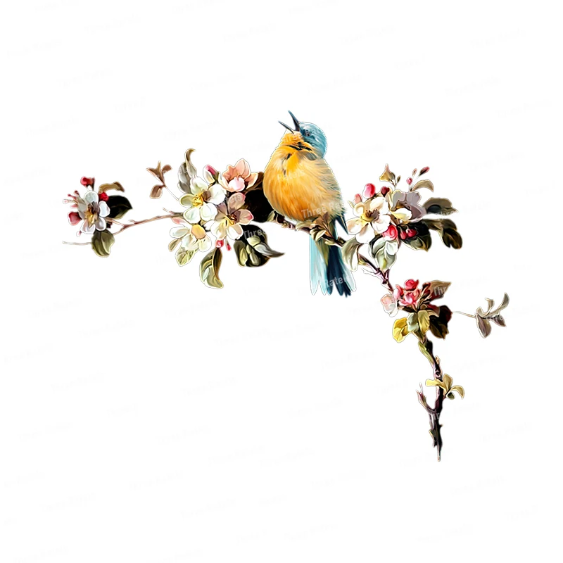 Wall Stickers Toilet Stickers Self Adhesive Wall Stickers Vinyl Stickers Vinyl Wall Stickers Self Adhesive Stickers Chalkboard Wall Stickers Chalkboard Stickers Three Ratels QCF146 Beautiful Flower And Bird Art Wall Decal Toilet Decal