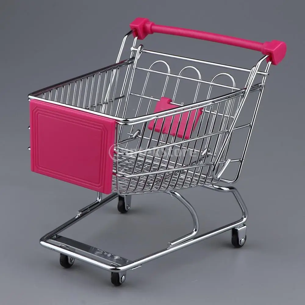 Мини-тележка из супермаркета, маленькая тележка для покупок, забавная тележка для покупок, игрушка для хранения для детей, игрушки для супермаркетов - Цвет: Rose Red