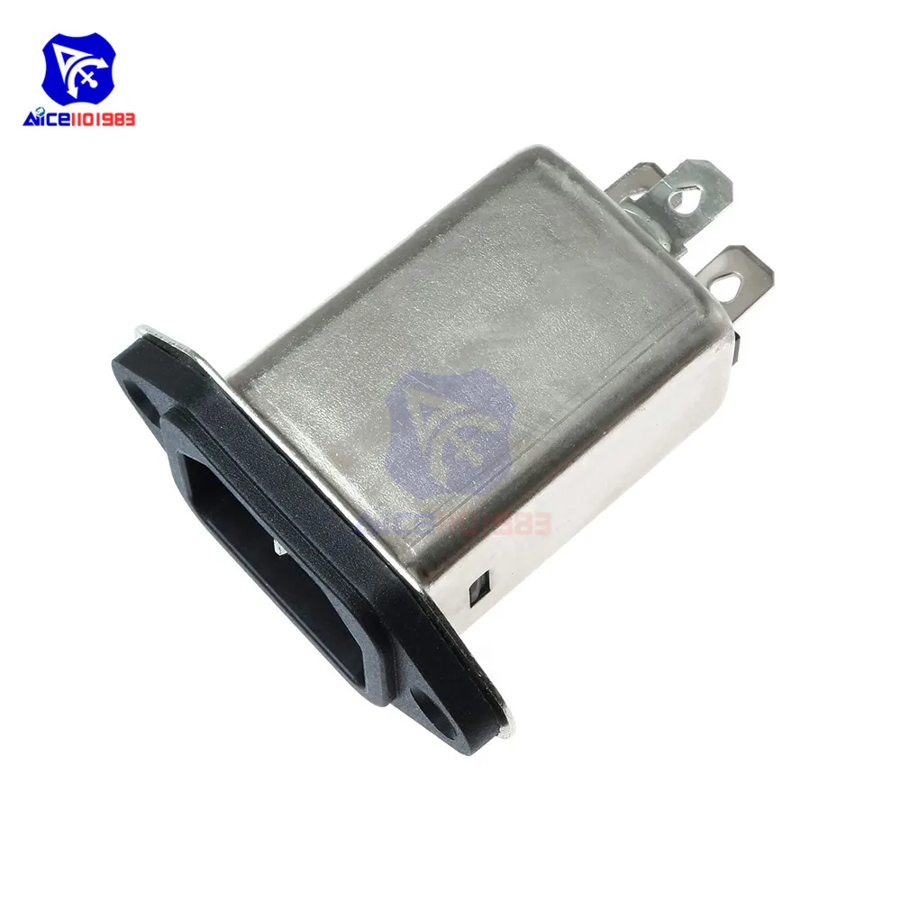 Power Filter Module AC 250V 10A IEC 320 C14 Male Plug 3 Pins PCB Panel Power Socket Connector EMI For Fitness Equipment