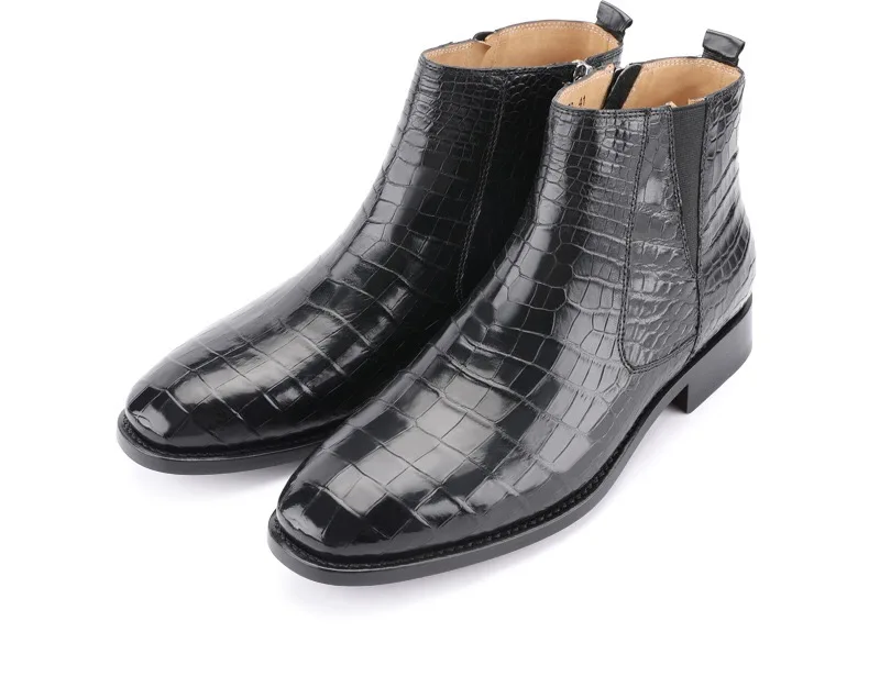 Мужские ботинки «Челси» ручной работы из натуральной крокодиловой кожи; короткие ботильоны из натуральной кожи аллигатора; Мужская зимняя обувь на молнии