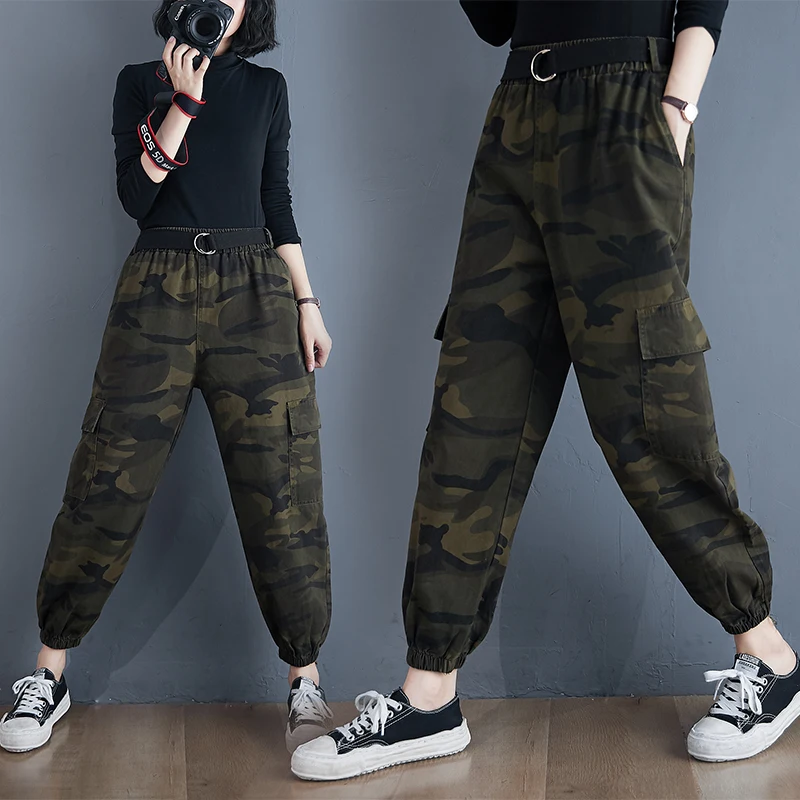 

Camouflage Overalls Casual Trousers Women's Loose, Large-sized Trousers Trousers High Waist Slim Straight Leg Leggings