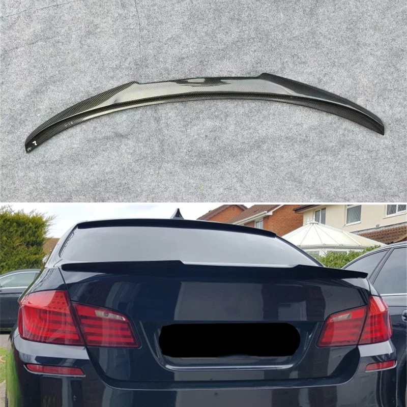Use For BMW 5 Series F10 Spoiler 2010--2017 Year Real Glossy Black Carbon Fiber Rear Wing M4 Style Sport Accessories Body Kit