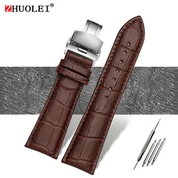 Men's Genuine Alligator Leather Wide Watch Strap - Black/Brown, Free Shipping - 28mm (Brown  silver B)