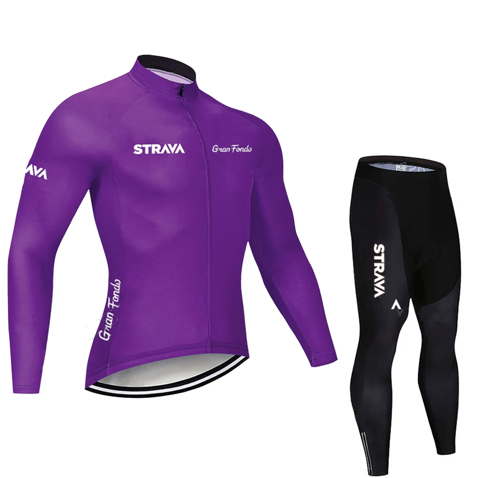 Мужская велосипедная футболка Strava с длинным рукавом, комплект одежды для горного велосипеда, одежда для велоспорта Ropa Ciclismo Hombre, велосипедная одежда, 9D гелевые штаны - Цвет: Cycling set