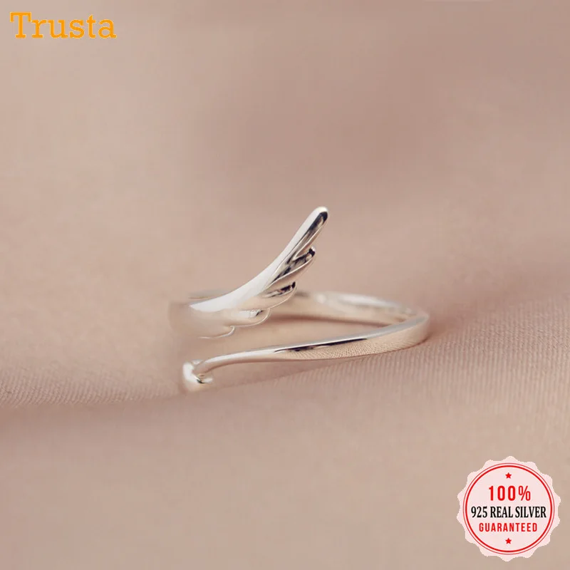 Trustdavis 100% 925 цельное Настоящее серебро модные Угловые кольца Крылья Размер 5 6 7 8
