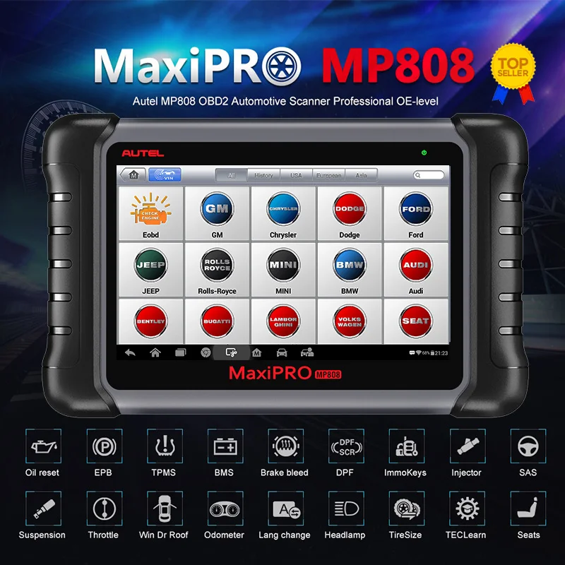 Autel MAXIPRO MP808 диагностический инструмент OBDII OBD 2 Автомобильный сканер
