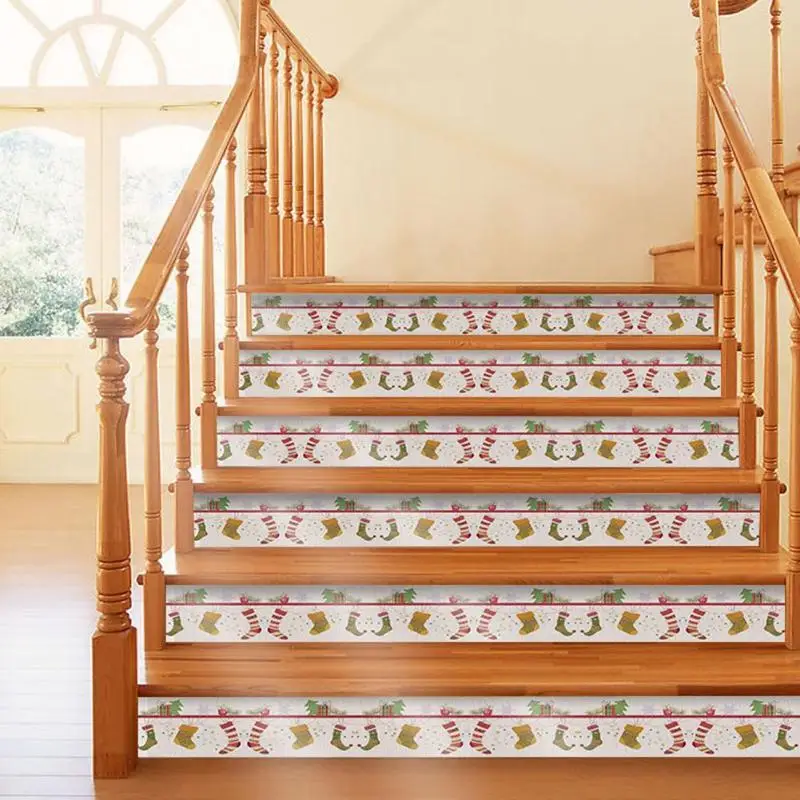 5 шт. 120x18 см самоклеющиеся DIY водонепроницаемые лестницы наклейки Рождественский Декор