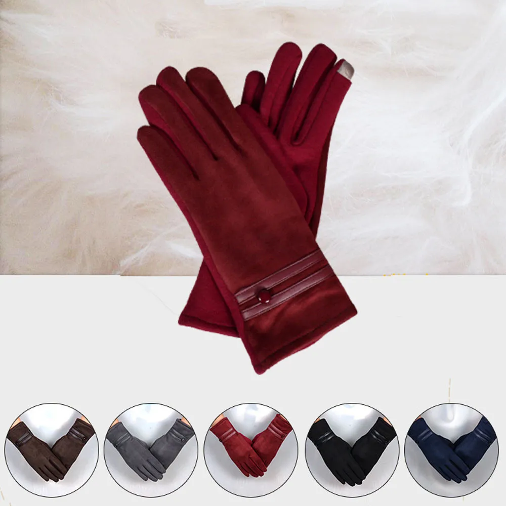 

Sleeper #P501 2019 fashion Women Glove Winter Warm Wrist Gloves Mittens Luvas перчатки Full Finger solid color casual outdoor