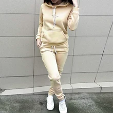 4XL Plus Size Sport Suits Womens Solid Hoodies Matching Drawstring Jogging Leggings Front Pocket Tracksuits