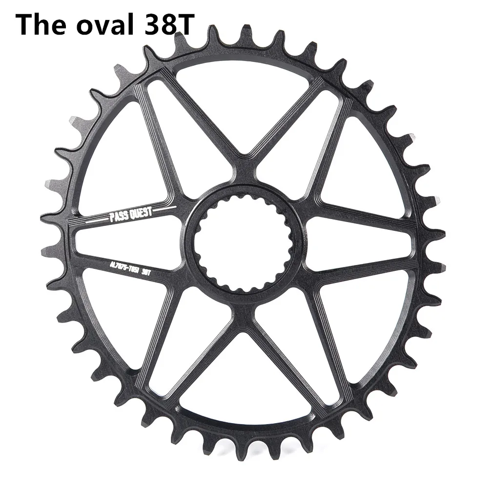 BLACK The oval 38T Pass Quest овальная Звездочка 34/36/38/40 т MTB узкая широкая цепь из колец цепь велосипедная Звездочка для deore xt M7100 M8100 M9100 SHIMANO 12S диаметра окружности болтов - Color: BLACK The oval 38T