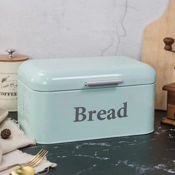 

ELEG-Vintage Bread Box Cupboard Iron Snack Box Desktop Finishing Dust-Proof Storage Box Storage Bin Keeper Food Kitchen Shelf Dé