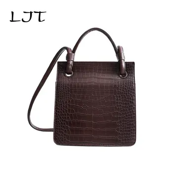 

Retro Alligator Pattern Women Messenger Handbags Casual Solid PU Leather Shoulder Bags for women 2019 Split Retro Crocodile Bag