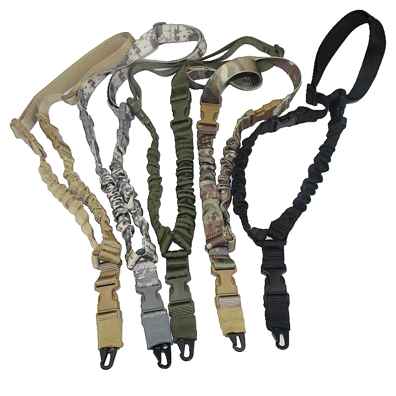 

New Tactical Single 1 Point Rifle Sling Shoulder Strap Heavy Duty Mount Bungee Military Gun Sling Adjustable Hunting Accessories