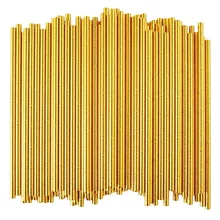 Gold Foil Paper Straws, Biodegradable Disposable Party Drinking Straws, Pack Of 100 Holiday Celebrations