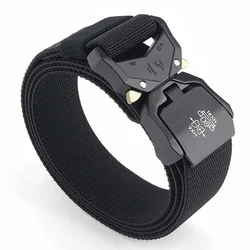 Elastic Jeans Belt For Men Aluminum Alloy Pluggable Buckle Training Tactical Belts Comfortable High Quality 3.8CM Belt Hunting