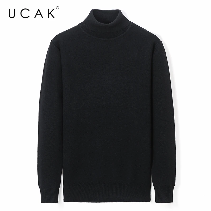 

UCAK Brand Casual Turtleneck Sweater Men Clothes 2020 Solid Color Wool Streetwear Sweaters Pull Homme Winter Men Clothes U1169