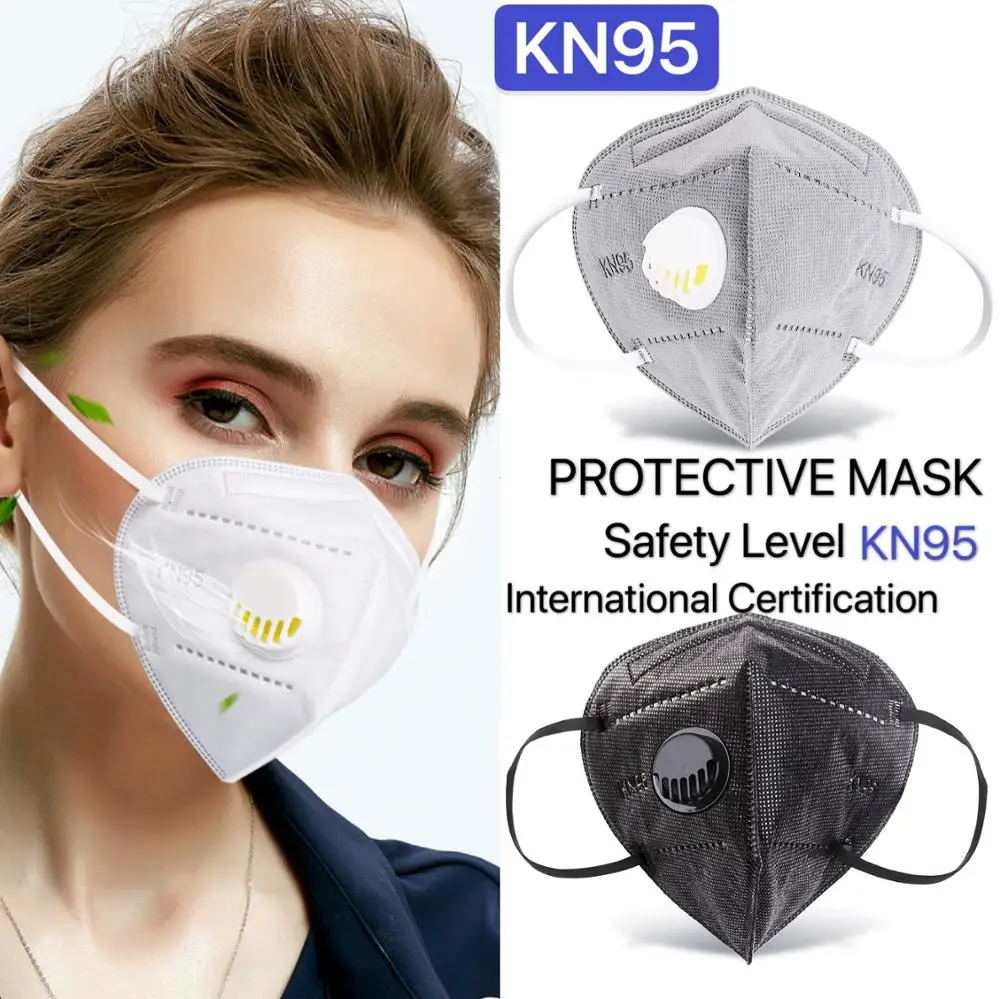 10 100 шт KN95 FP2 маска для лица Valved респиратор безопасности 5 слоев защитные маски рот