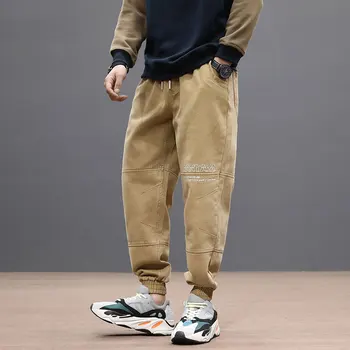 

Fashion Streetwear Men Jeans Newly Designer Slack Bottom Cargo Pants Loose Fit Harem Jeans Men Embroidery Hip Hop Joggers Pants