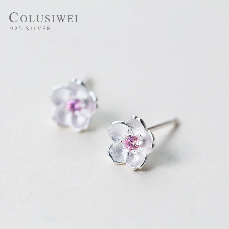 Colusiwei реальные 925 стерлингового серебра стильный розовый CZ серьги гвоздики для