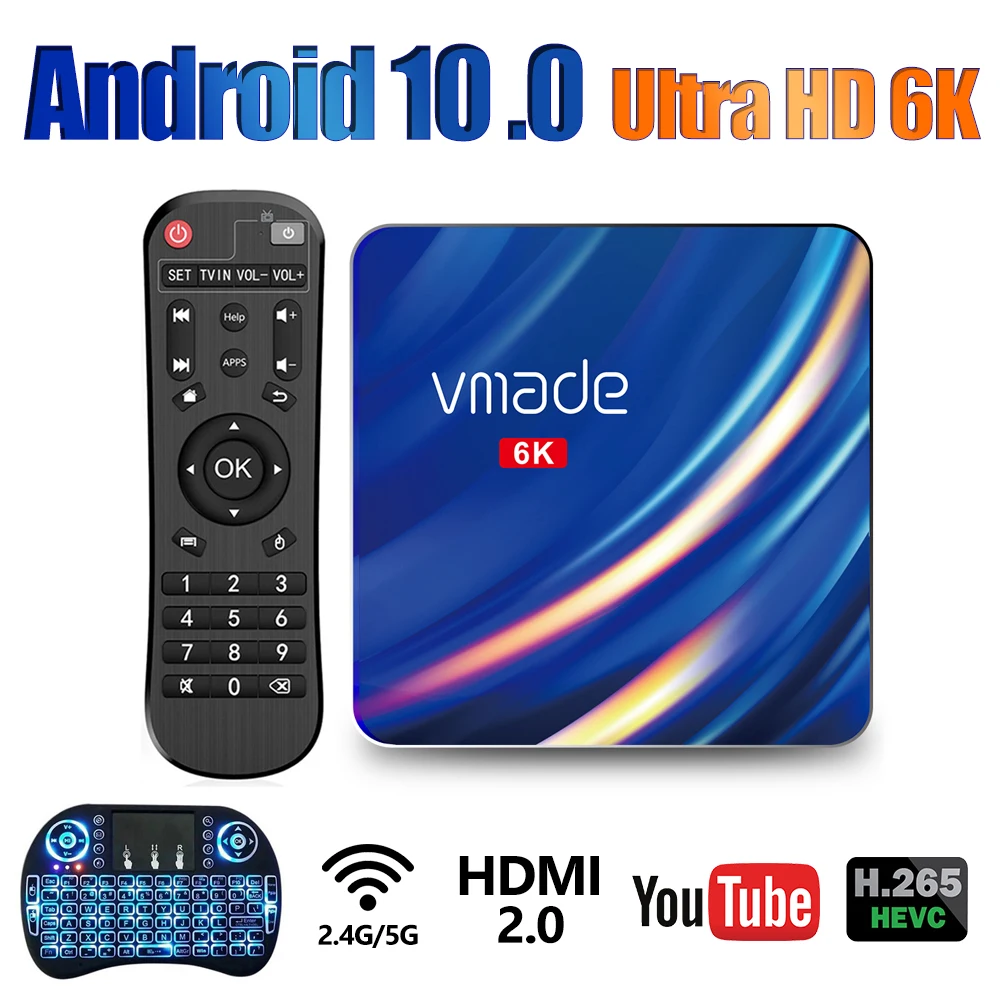 

Vmade Android TV Box 6K Ultra HD TVBOX Android 10 Smart Set Top Box 2GB 4GB 16GB 64GB H.265 with WiFi Support Netflix YouTube