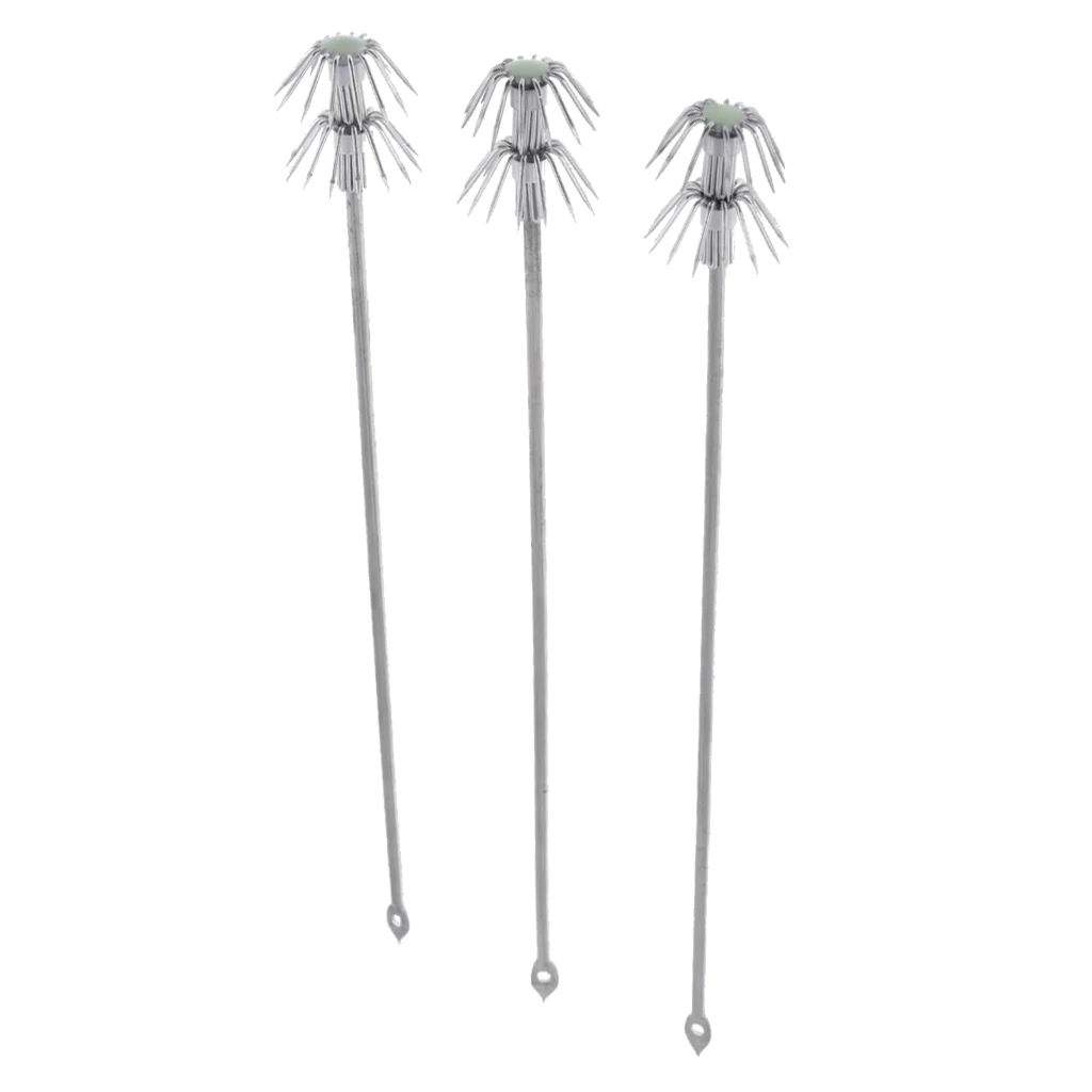 3Pcs/pack Saltwater Hard Fishing Lures DIY Luminous Glow Squid Octopus Jig Baits Hook Sea Fishing Lure Tackles