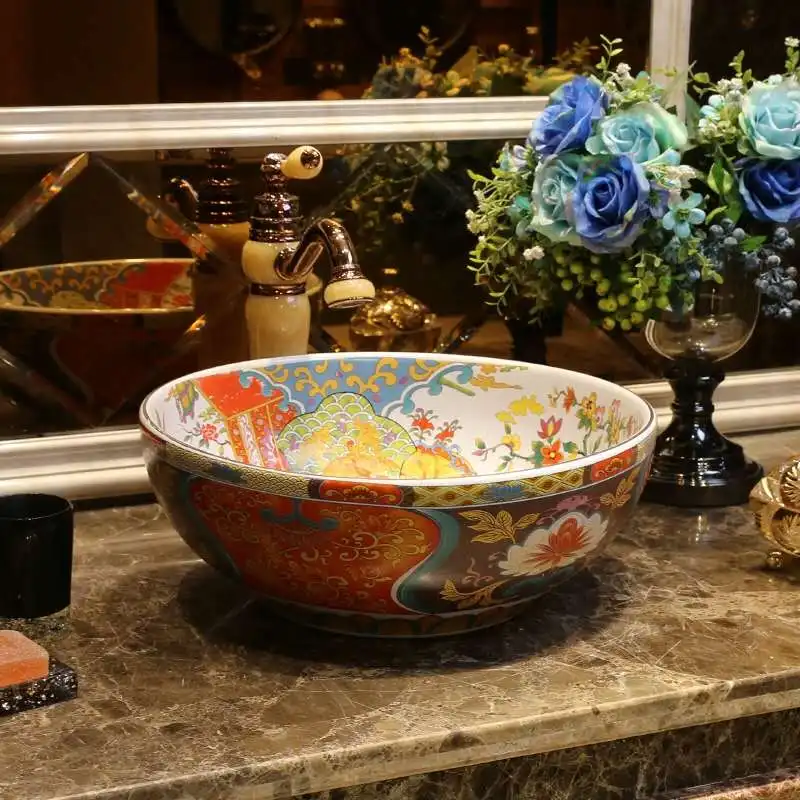 Круглый керамический умывальник для ванной комнаты|Раковины ванной| |