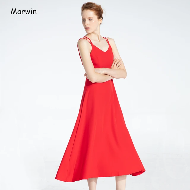 Marwin New-Coming Spring Summer Holiday Long Dress Cross Spaghetti Strap Open Back Beach Style Ankle-Length Women Dresses 4