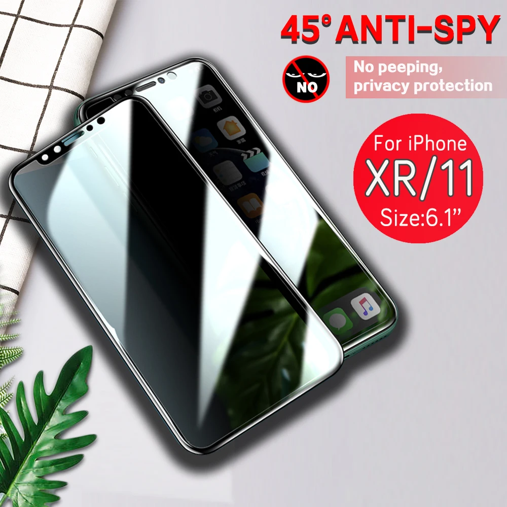 Iphone 11, анти-светильник Blue Ray, закаленное стекло для iphone 11 Pro Ma, защита от подписывания экрана для iphone X, XR, XS, 6, 7, 8 P, 2 шт - Цвет: Anti Spy XR 11
