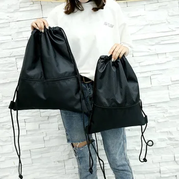 

Women Men Practical Nylon Sports Backpack Fashion Riding Travel Drawstring Lock Outdoor Anti-splash Large Capacity Zipper Pocket