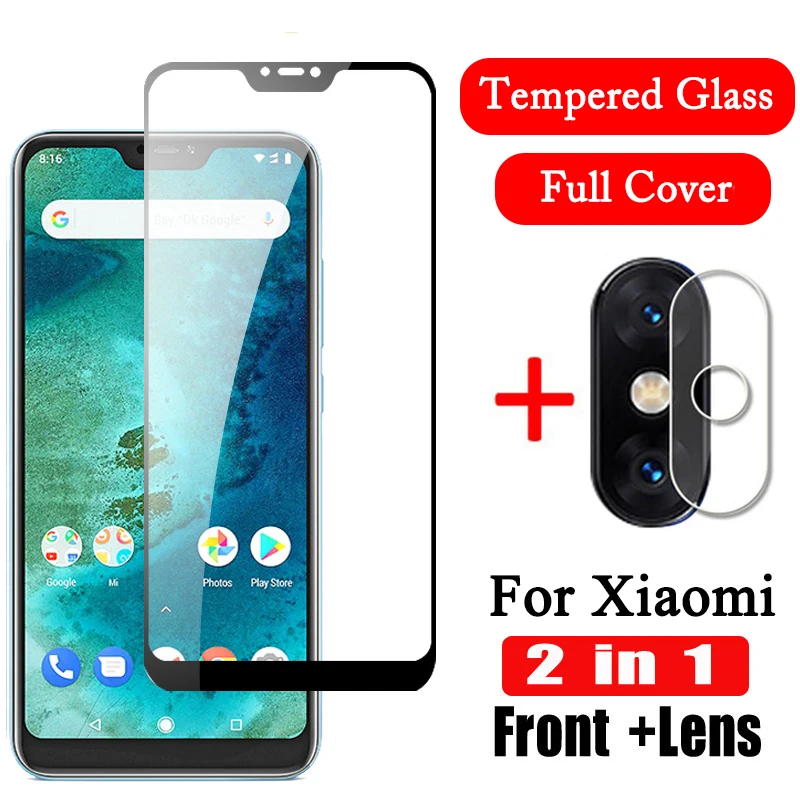 2 in 1 Full Cover Tempered Glass for Xiaomi A2 Lite Screen Protector Mi A2  Camera Lens Film Protective Glass on xiaomi A3|Phone Screen Protectors| -  AliExpress