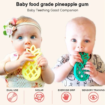 

Soft Silicone Teether Pineapple Shape Baby Teething Toys Soothe Sore Gums Infant Teether Chewing Toys Baby Teething Tool