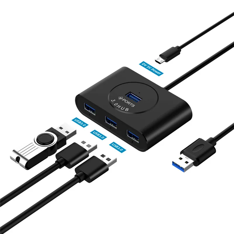 USB 3,0 концентратор 50 см высокоскоростной 4 порта с блоком питания USB3.0 сплиттер OTG адаптер для iMac НОУТБУК настольные компьютерные аксессуары