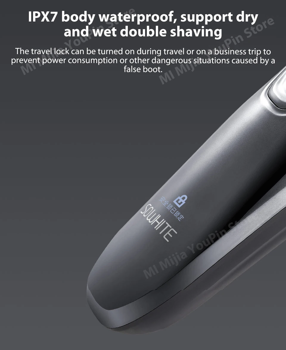 Xiaomi mijia SO WHITE 3D intelligent control razor intelligent anti-pinch USB fast charge IPX7 wet and dry dual-use smart lock (15)