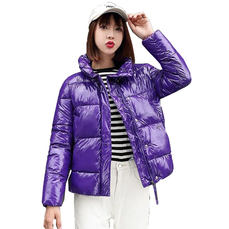 New Autumn Winter Women Parkas Coat Short Fashion Casual Jacket Loose Winter Coat Glossy Down Cotton Padded Jacket Overcoat