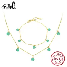 Effie queen Серебряный ювелирный набор кулон ожерелья для Женский натуральный камень Бусины Браслет Гранат ювелирные украшения из авантюрина подарок DSS33