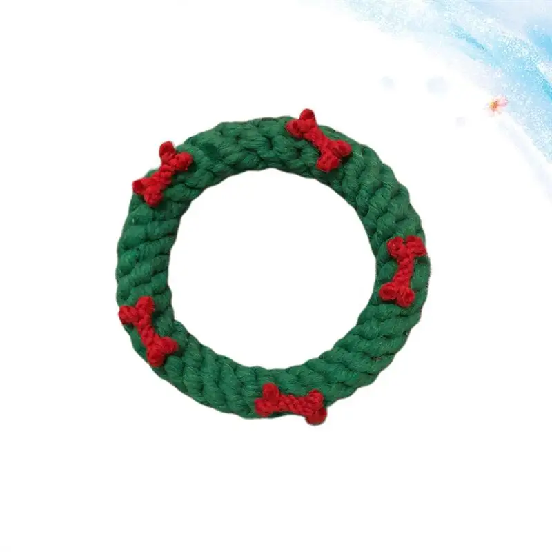 Creative Christmas Wreath Durable Funny Lovely Interactive Pet Supplies Dog Bite Toy Dog Chewing Toys For Home Outdoor A35