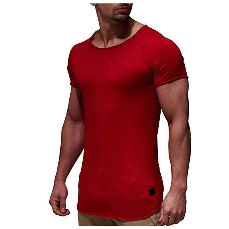 

Casual Men's Muscle Bodybuilding Fitness Men's Breathable Tops Tees Simple Solid Color Design Short Sleeve T-Shirt