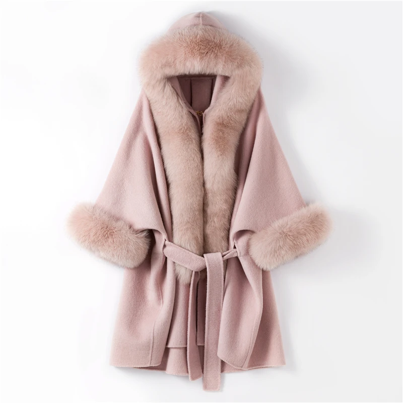 PUDI TX205603 женский свободный размер 90% натуральная шерсть мех 10% кашемировое зимнее пальто Леди Элегантный лисий мех шарф куртка пальто