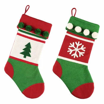 

2PCS Christmas Socks Woollen Stockings Hanging Gift Christmas Stockings Pendant