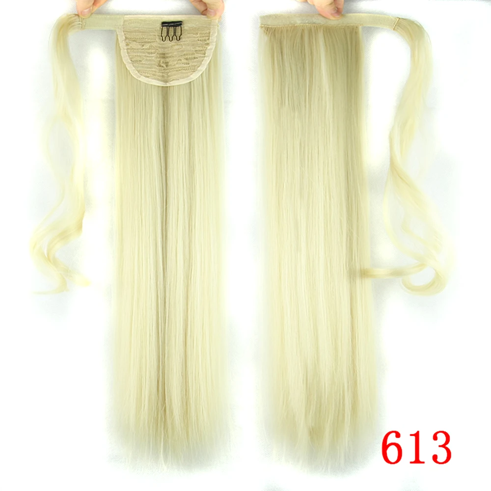 Soowee 22 дюймов длинные прямые синтетические волосы конский хвост накладные волосы шиньон Феи хвост шпильки - Цвет: 613