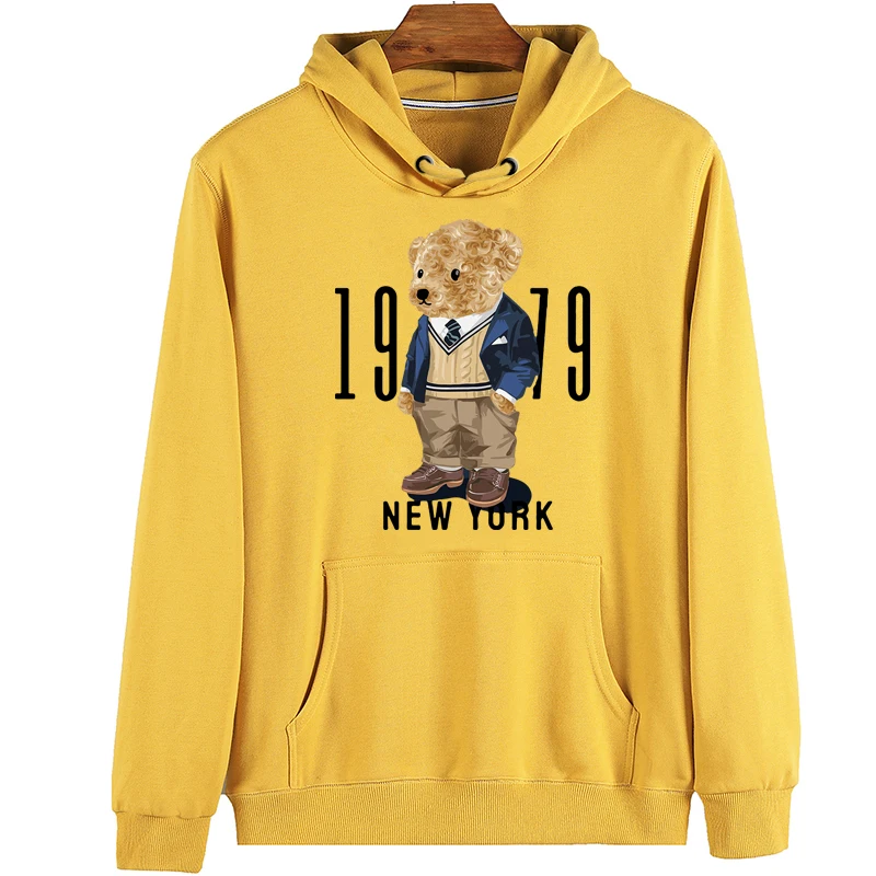 Creative Fashion Gentleman Teddy Bear Sweatshirt Autumn/Winter Thickening Plus-size Men and Women Hoodies Lovers Hoodie S-4XL