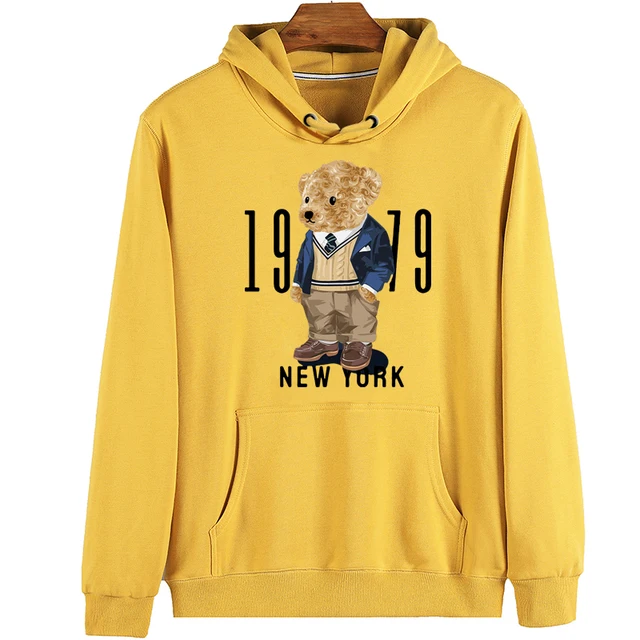 Creative Fashion Gentleman Teddy Bear Sweatshirt Autumn/Winter Thickening Plus-size Men and Women Hoodies Lovers Hoodie S-4XL as photo