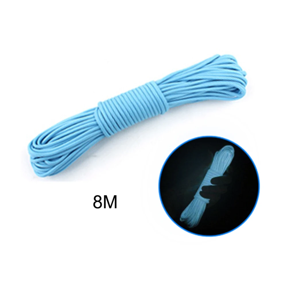 Blue 8M Светящийся Паракорд шнурок светится в темноте светящийся шнур 9 нитей ядер выживания для наружного кемпинга палатки аксессуары инструменты - Цвет: Blue 8M