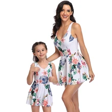 Слитный купальник для девочек, детский купальник, женское платье, купальный костюм для девочек, женская пляжная одежда с цветочным принтом, танкини, femme