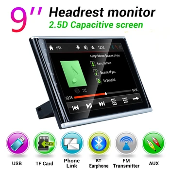 

NEW-Car Pillow Headrest Monitor, 9 inch 2.5D HD Press Sn Back Seat Multimedia MP5 Player Support Mirror Link Bluetooth